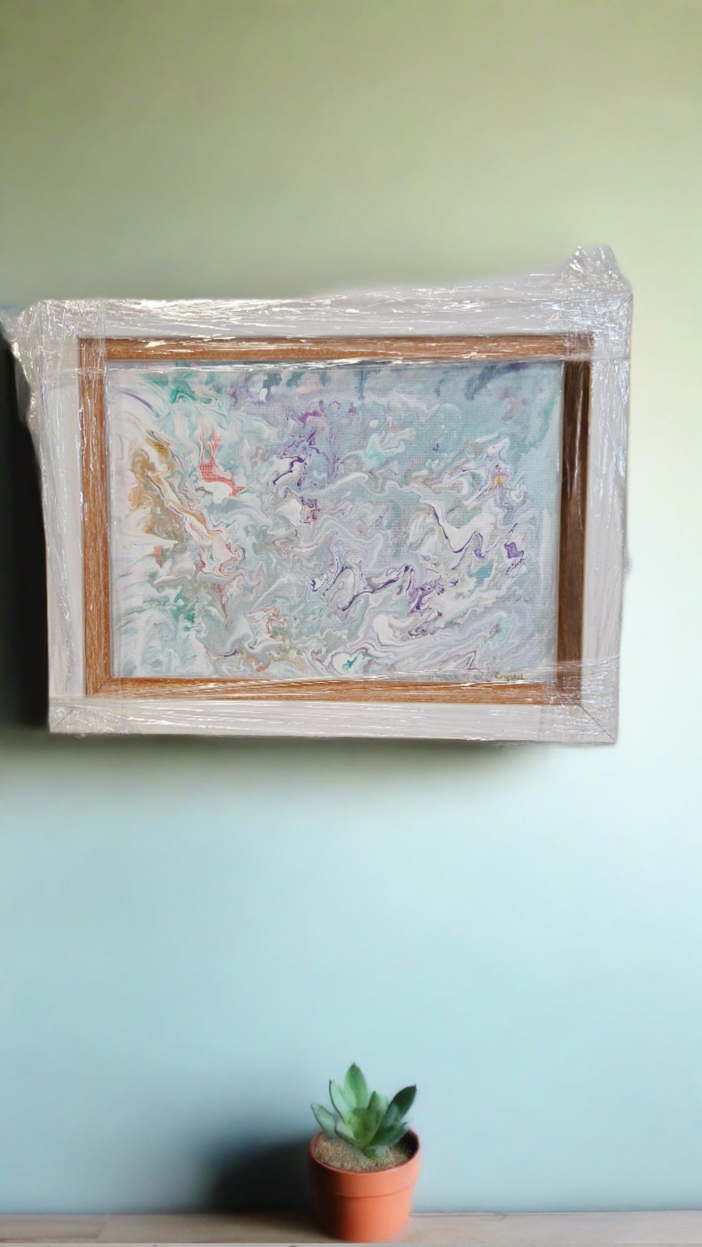 Original One of a kind Acrylic Pour Fluid Art Modern Abstract Art, Professionally Framed