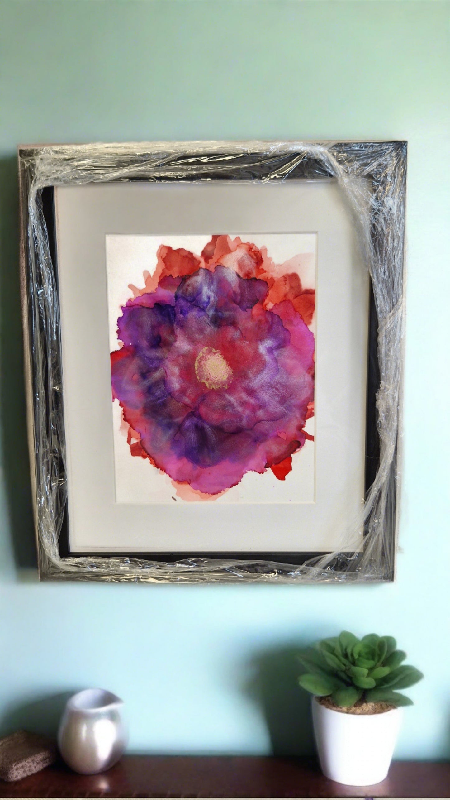 Original One of a kind Alcohol Ink Fluid Art Modern Abstract Art, Professionally Framed