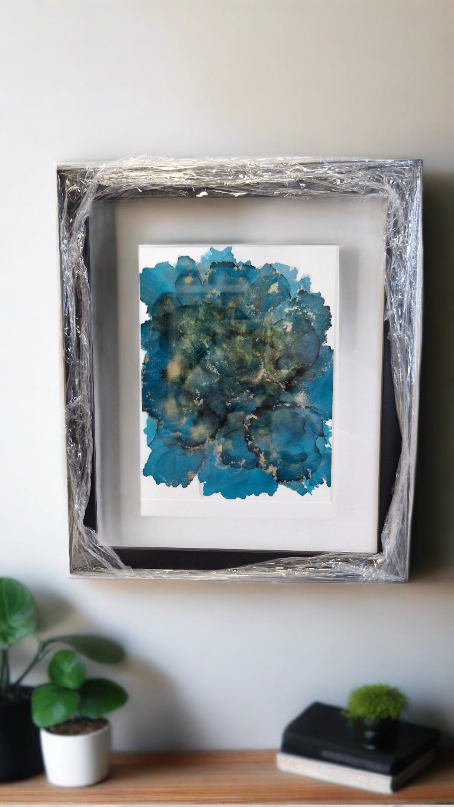 Original One of a kind Alcohol Ink Fluid Art Modern Abstract Art, Professionally Framed