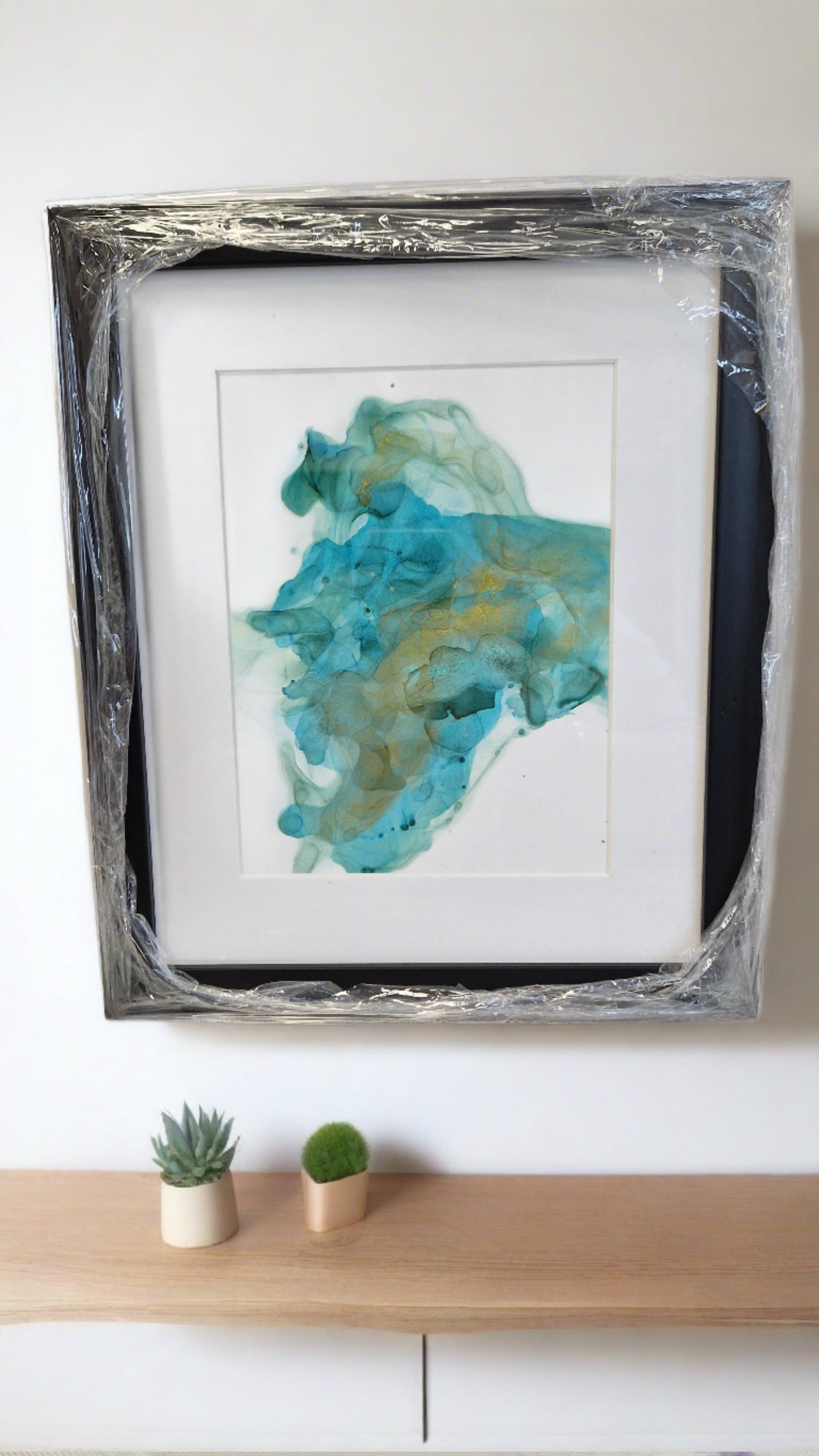 Original One of a Kind Alcohol Ink Fluid Art Modern Abstract Art, Professionally Framed