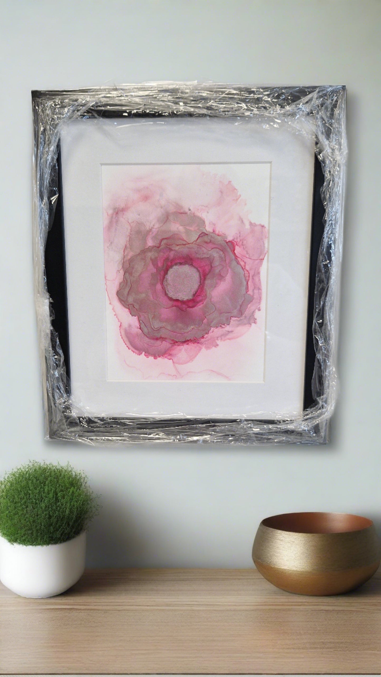 Original One of a Kind Alcohol Ink Fluid Art Modern Abstract Art, Professionally Framed