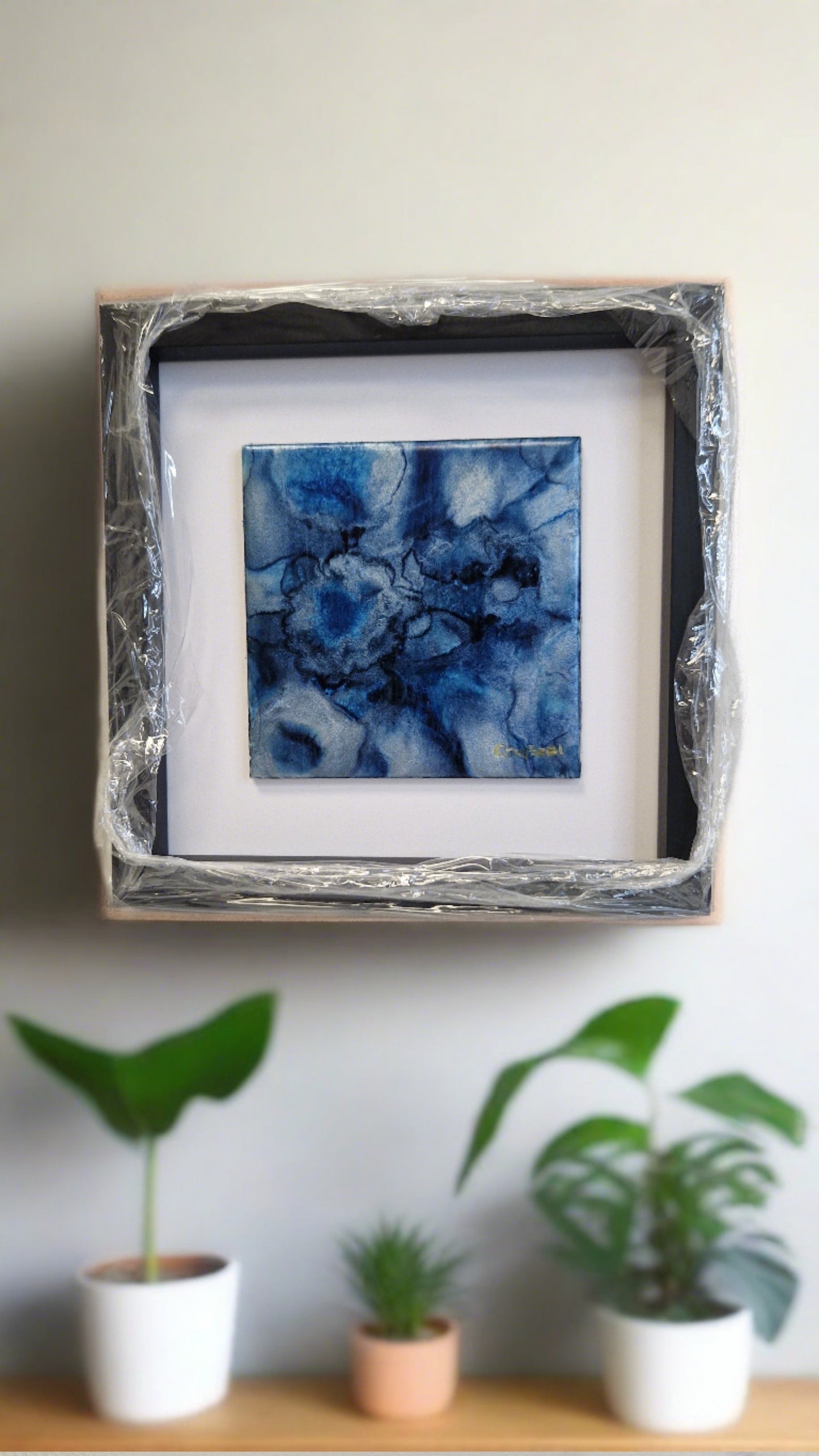 Original One of a Kind Alcohol Ink Fluid Art Modern Abstract Art, Professionally Framed