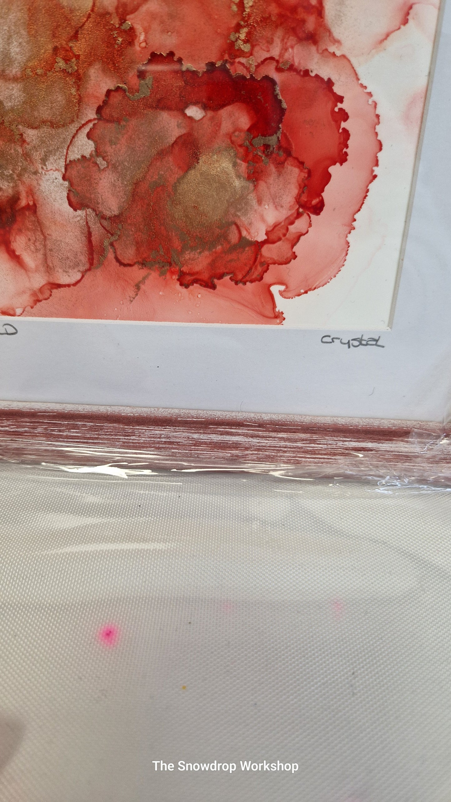 Original "Ruby Gold" One of a Kind Alcohol Ink Fluid Art Modern Abstract Art, Professionally Framed