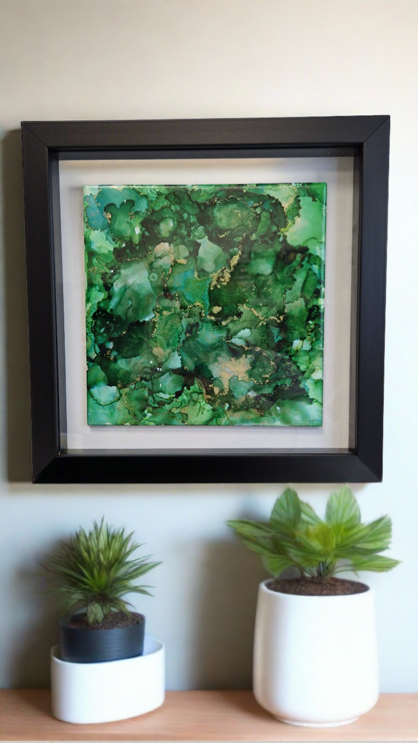 Original "Fields of Gold" One of a Kind Alcohol Ink Fluid Art Modern Abstract Art, Professionally Framed
