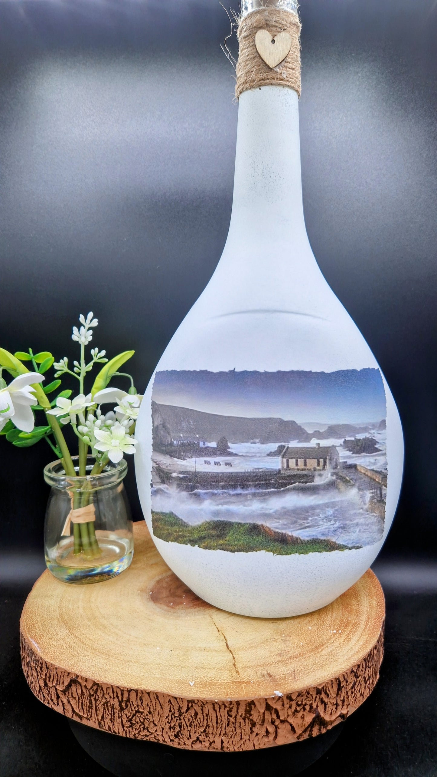 Dark and Stormy Ballintoy Harbour light up bottle