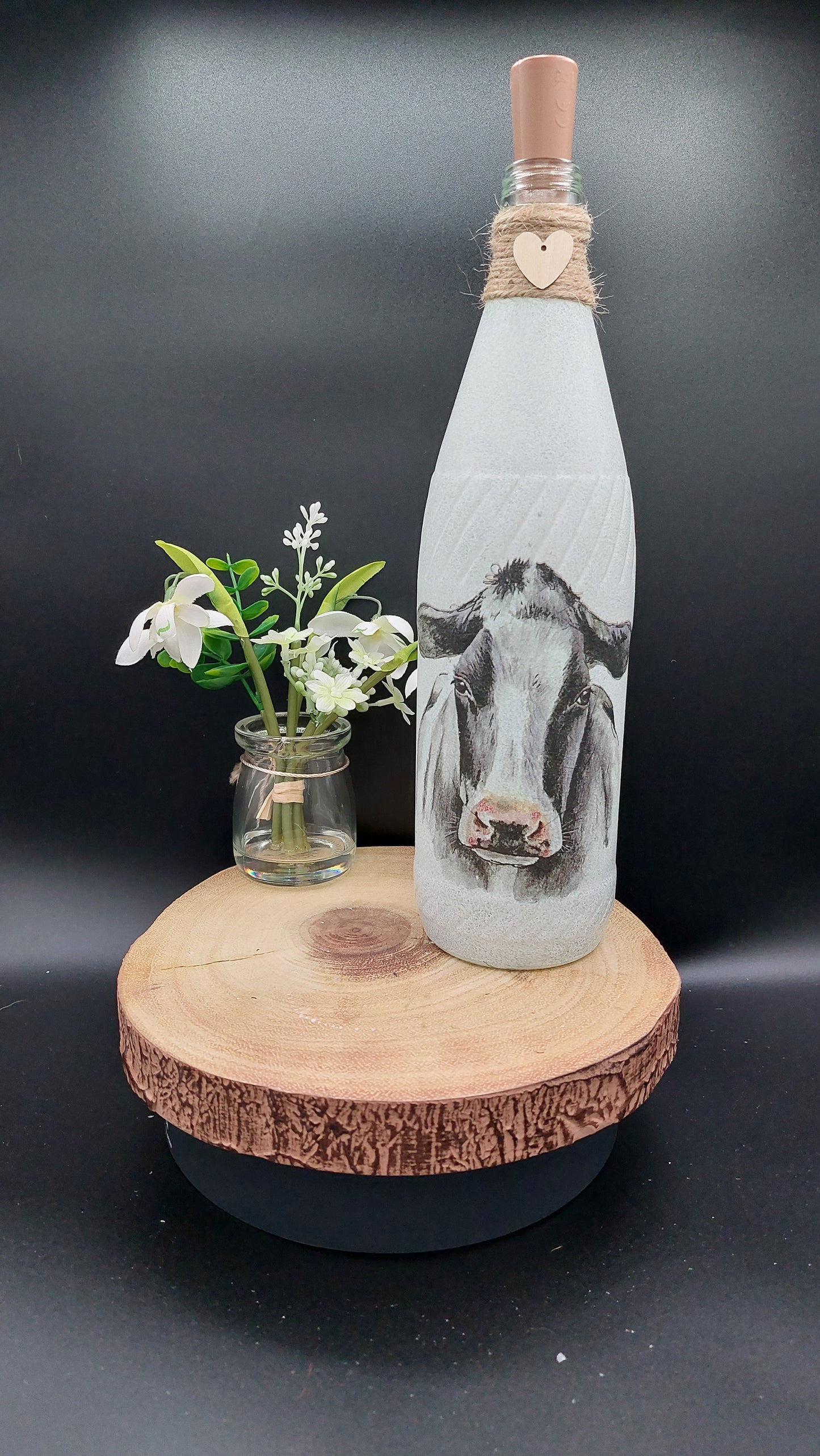 Black and White Cow Face light up bottle