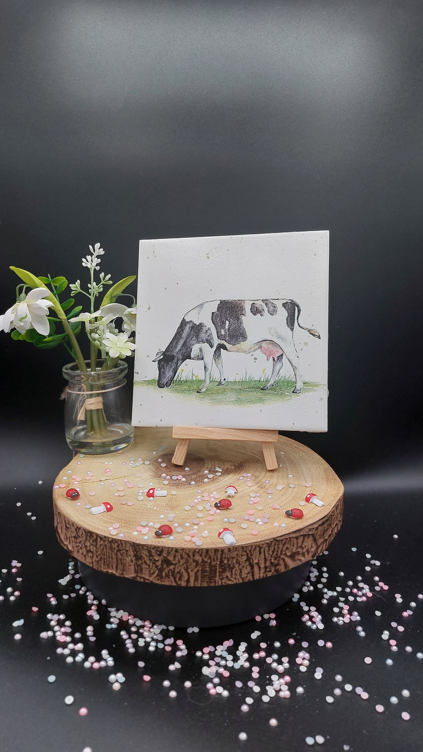 Grazing Cow Decorative Tile