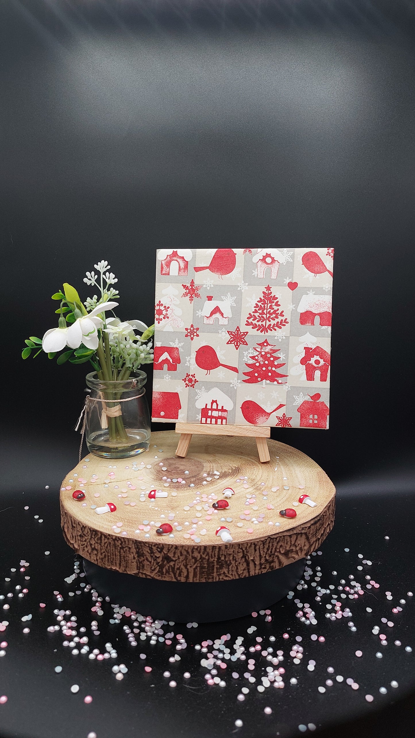 Red squares Decorative Tile