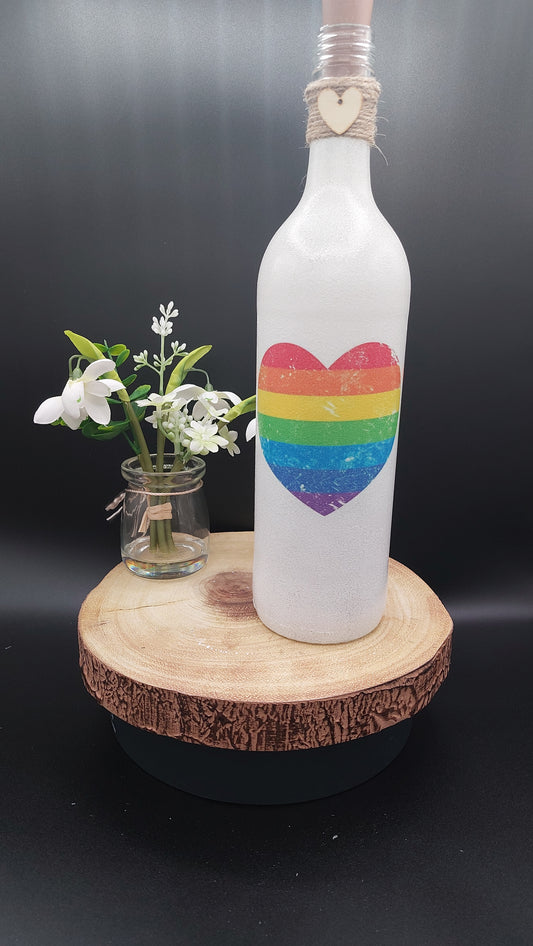 Pride Rainbow Heart Light up Bottle