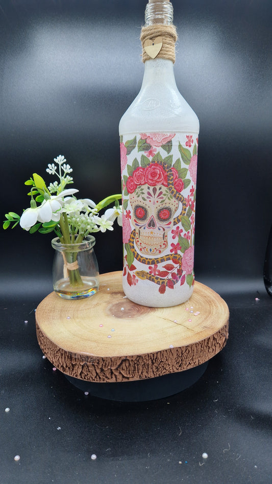 Floral Skull Light up Bottle