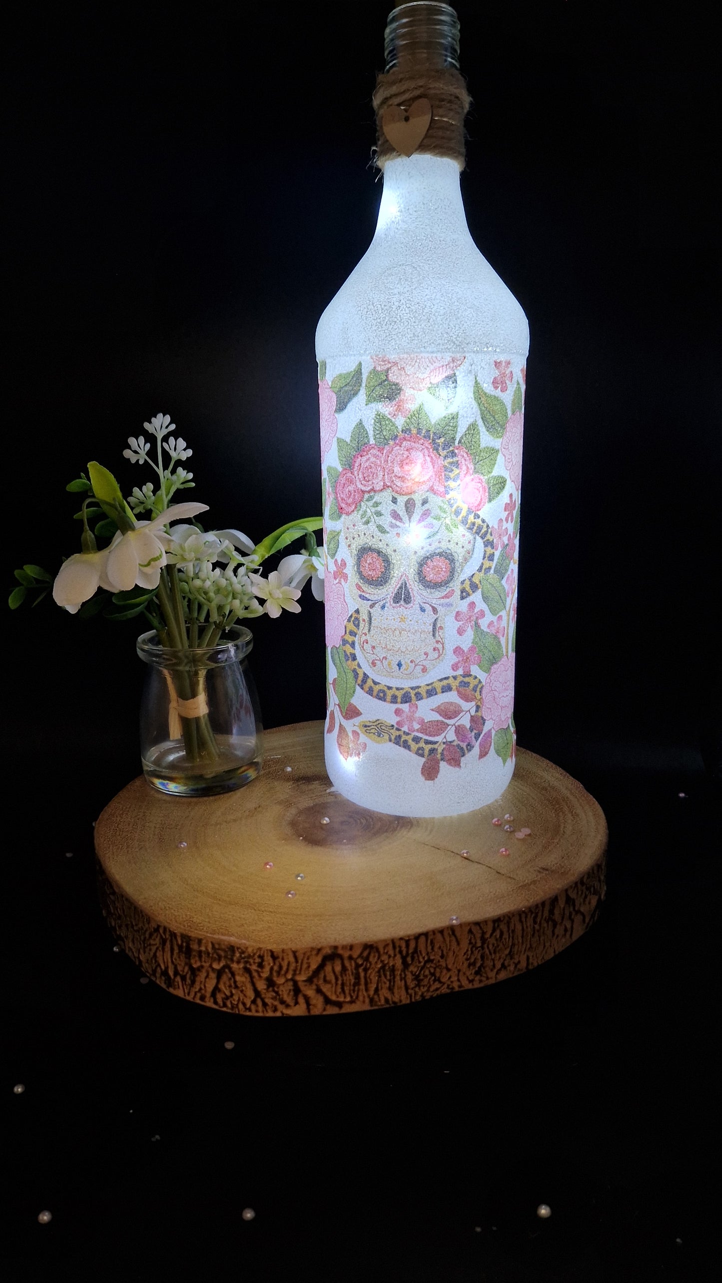 Floral Skull Light up Bottle