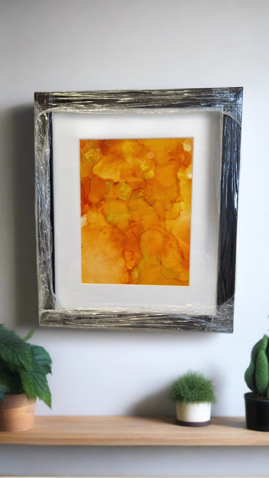 Original One of a Kind Alcohol Ink Fluid Art Modern Abstract Art, Professionally Framed