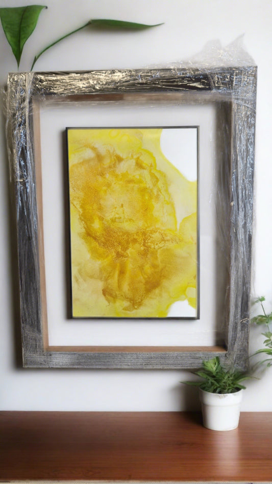 Original One of a Kind Alcohol Ink Fluid Art Modern Abstract Art, Professionally Framed