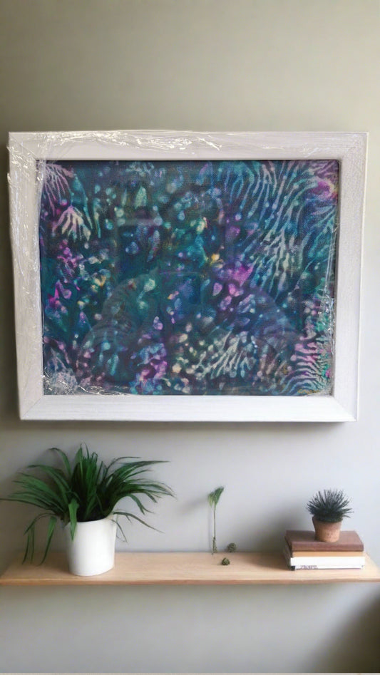 Original One of a Kind "Under The Sea" Acrylic Pour Fluid Art Modern Abstract Art, Professionally Framed