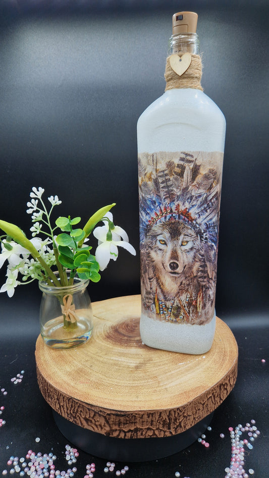 Native American Wolf Light up bottle