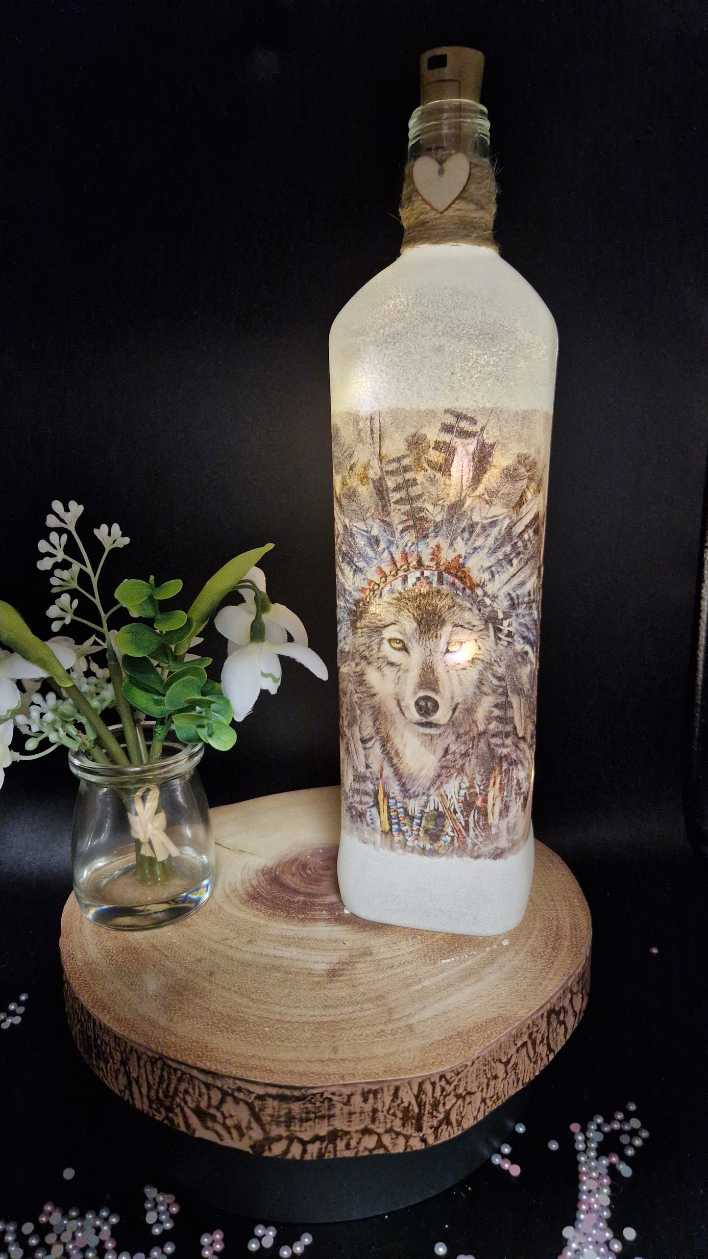 Native American Wolf Light up bottle