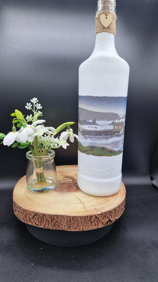 Dark and Stormy Ballintoy Harbour light up bottle