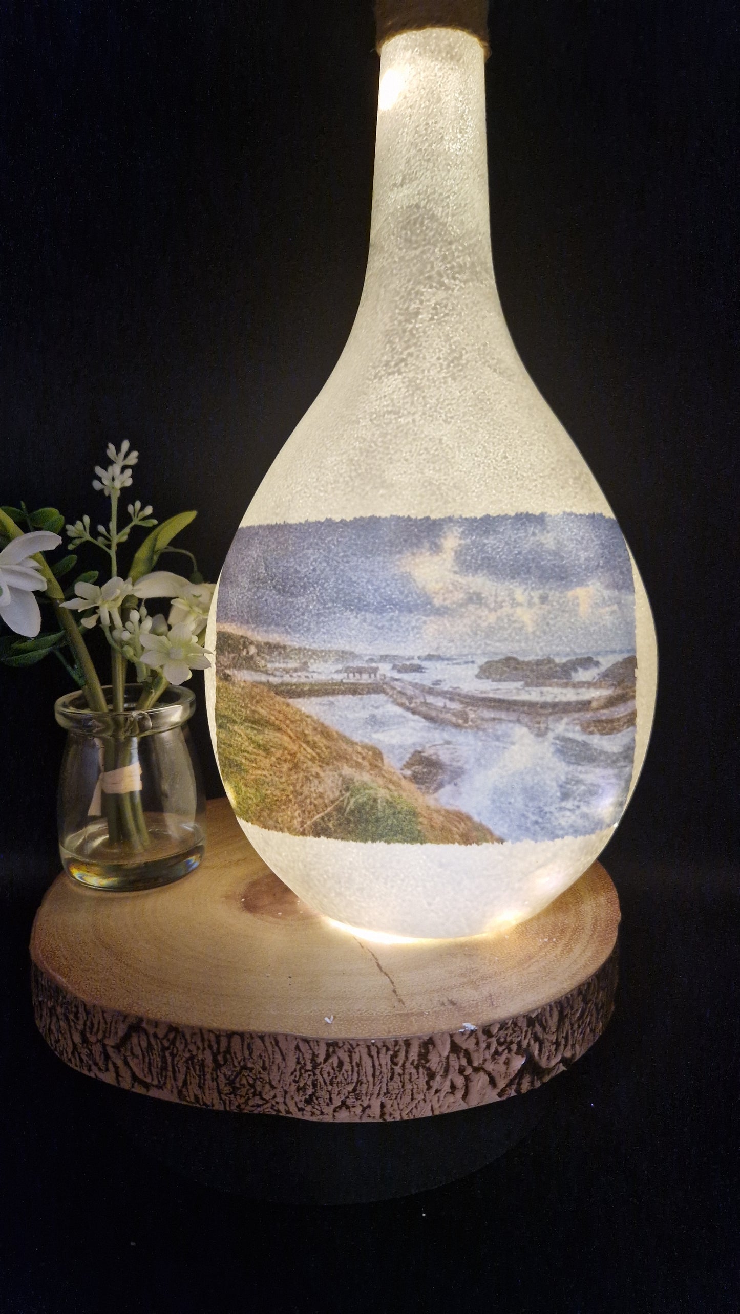 Ballintoy Harbour light up bottle