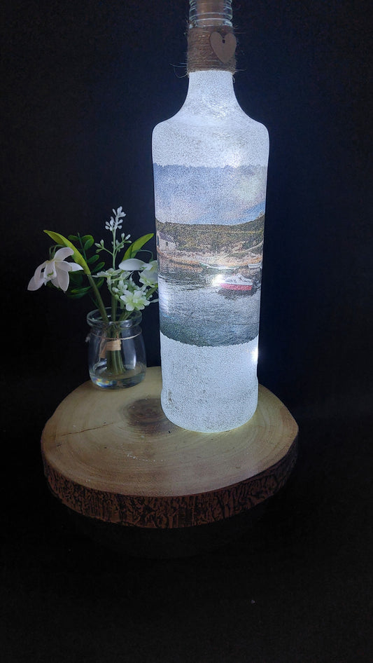 Ballintoy Harbour light up bottle
