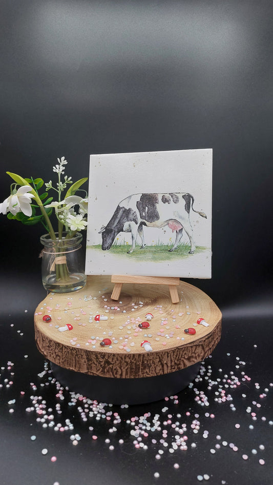 Grazing Cow Decorative Tile
