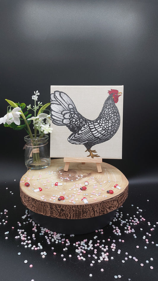 Black and Red Rooster Decorative Tile