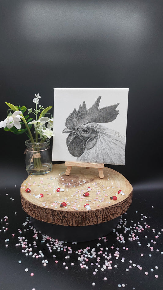 Grey Rooster Decorative Tile