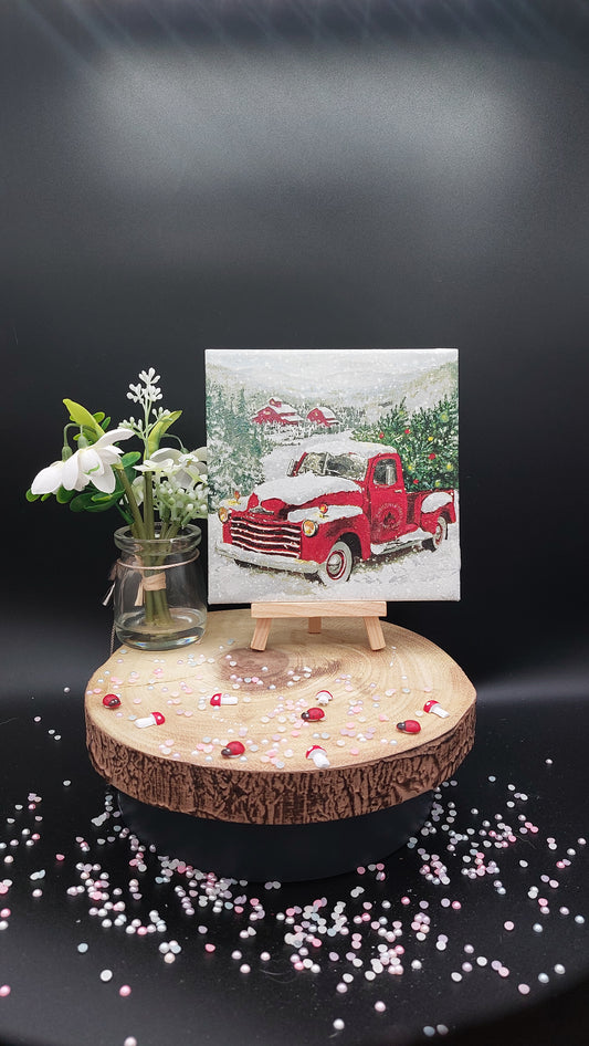 Red Pickup Truck Decorative Tile