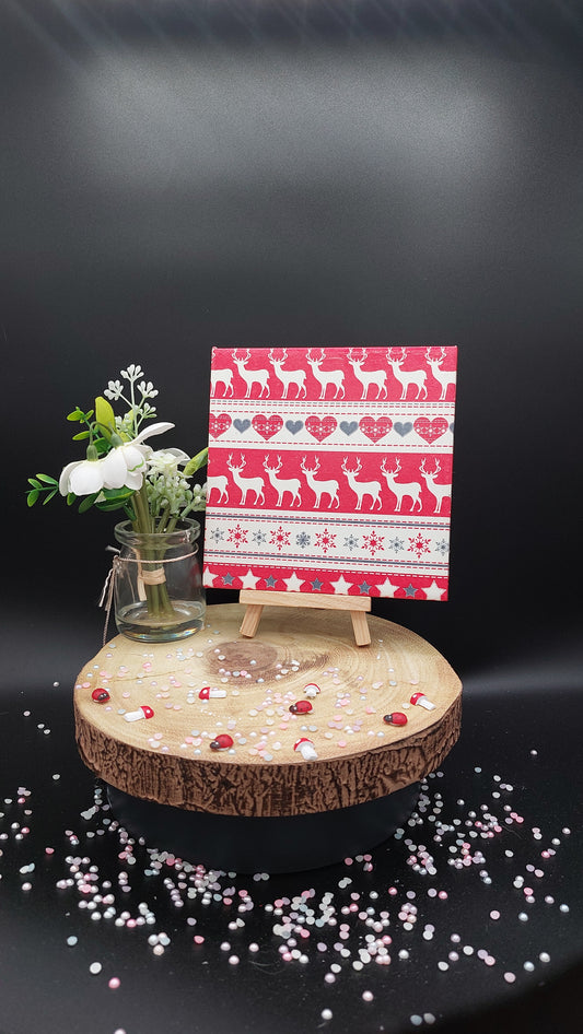 Red reindeer and hearts Decorative Tile