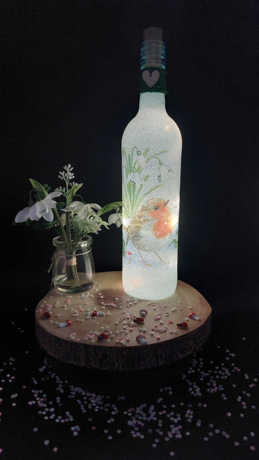 Snowdrop Robin Light Up Bottle PREORDER