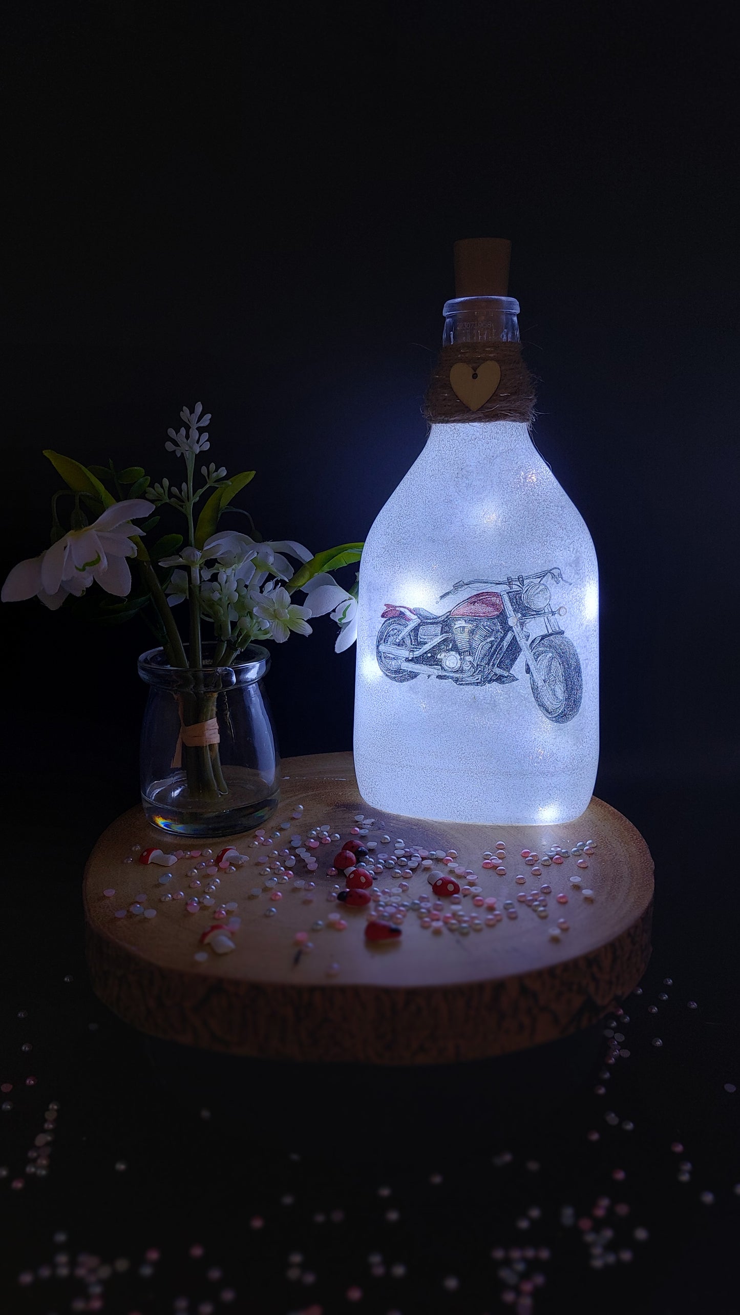 Red and Black Motocycle Light up Bottle